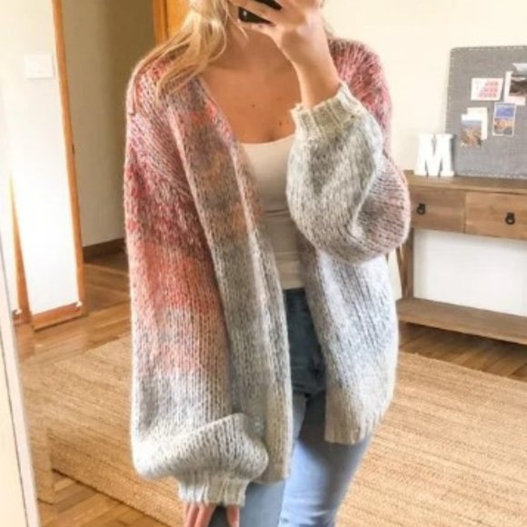 Sundance Sweaters - Sundance Pastel Rainbow Bohemian Oversized Open Colorful Knit Cardigan Sweater